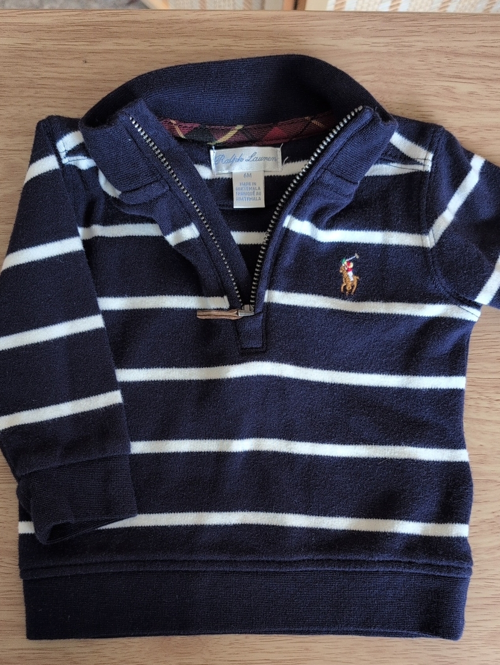 Ralph Lauren Navy & White Striped Half-Zip Sweater - Kids